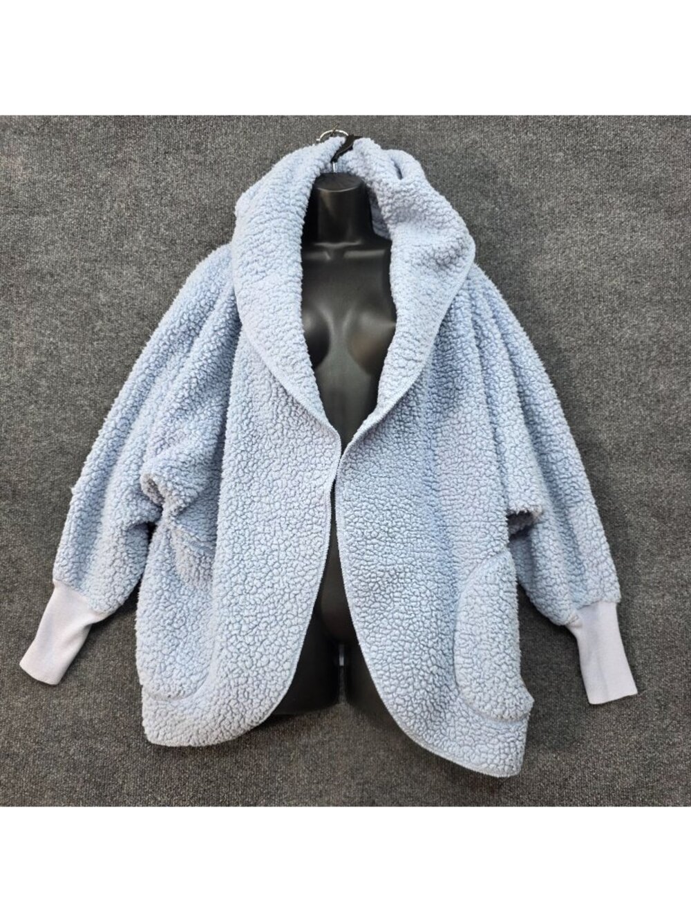 Nordic Beach Original Sherpa Fleece Hooded Wrap Cardigan Coat One Size Blue